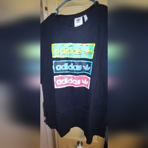 adidas Black Tee with Multicolor Logo